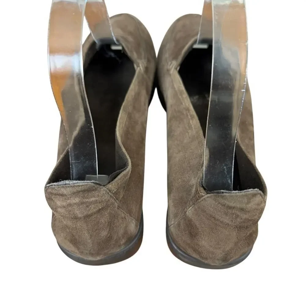 Stuart Weitzman Brown Nubuck Leather Wedge Slip On Casual Comfort Shoes sz 9
